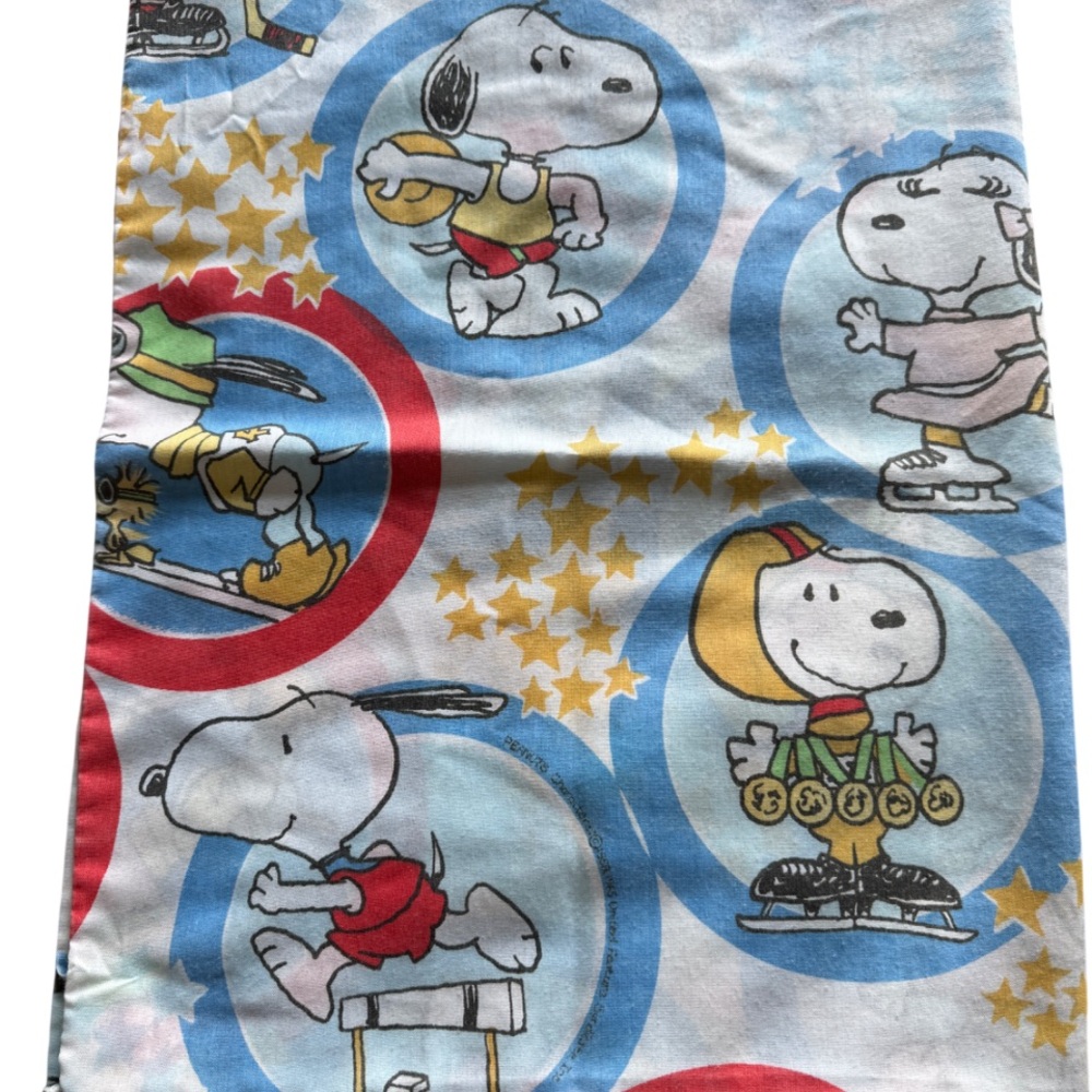 Vintage Retro Peanuts Snoopy Olympic Full Size Flat Sheet and Pillowcase Set